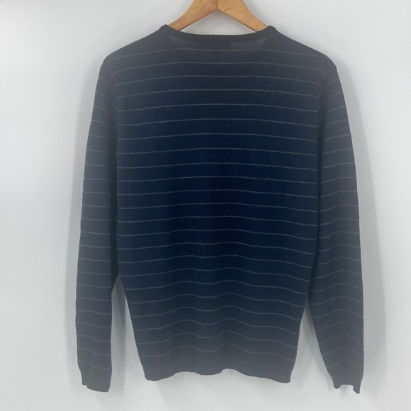 Calvin Klein Marino wool blend knit navy blue striped long sleeved sweater - Picture 7 of 15